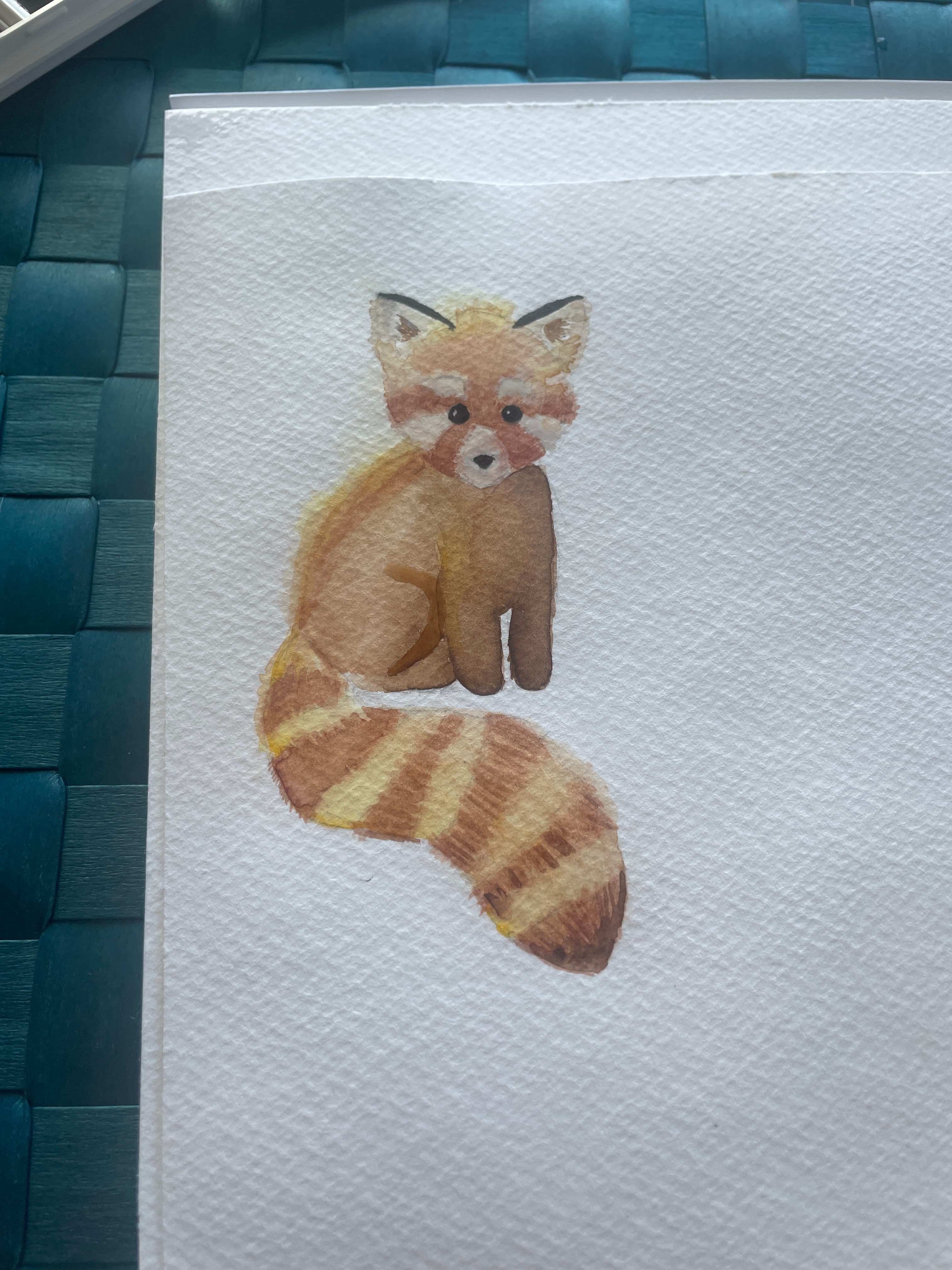 Watercolor painting of a red panda