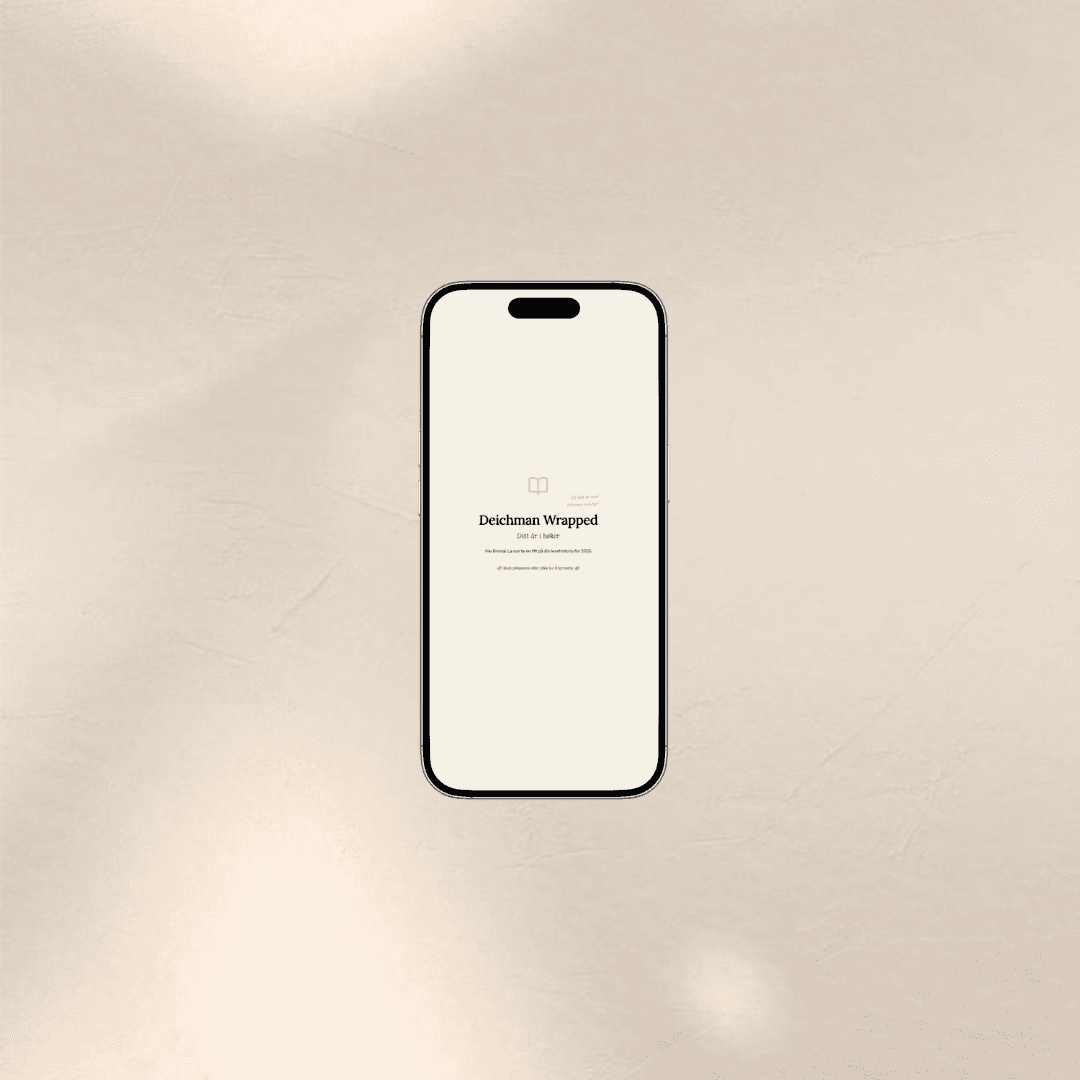Mockup of the Deichman Wrapped entry screen on a phone
