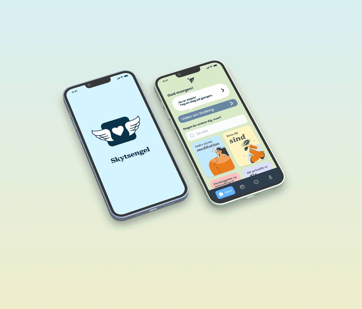 Mockup of the redesigned Skytsengel app interface